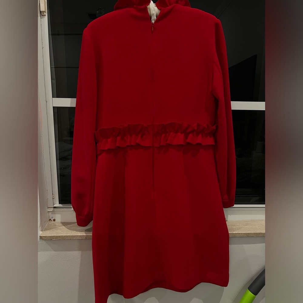 Sandro Red Ruffle Mini Dress - Picture 4 of 8